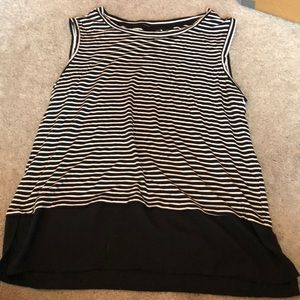 Tahari striped black and white tank top
